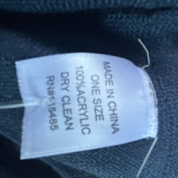 Accessory Street Acrylic Color Blocked Toggle Closure Ruana Poncho Navy - Picture 3 of 5